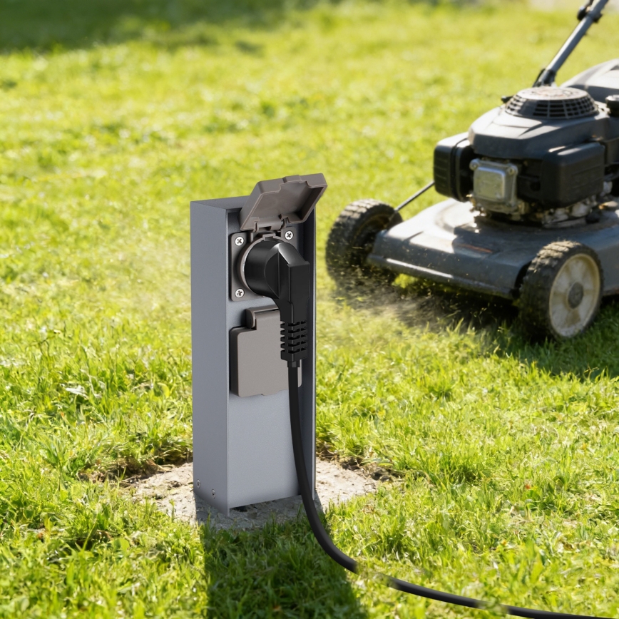 Brilagi - Zewnętrzny słupek z gniazdami PILLAR 2x SCHUKO 230V IP44 srebrny