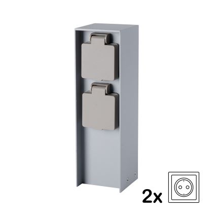 Brilagi - Zewnętrzny słupek z gniazdami PILLAR 2x SCHUKO 230V IP44 srebrny