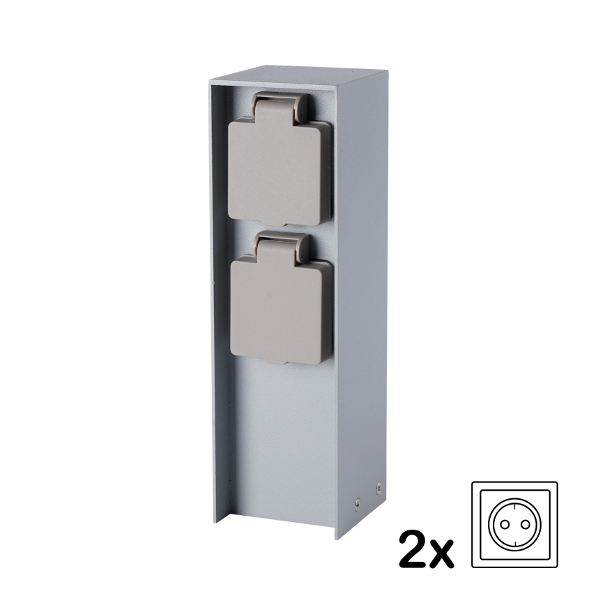 Brilagi - Zewnętrzny słupek z gniazdami PILLAR 2x SCHUKO 230V IP44 srebrny