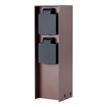 Brilagi - Zewnętrzny słupek z gniazdami PILLAR 2Z SCHUKO 230V IP44 brązowy
