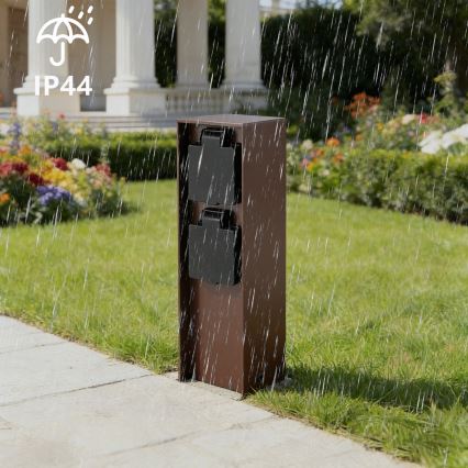 Brilagi - Zewnętrzny słupek z gniazdami PILLAR 2Z SCHUKO 230V IP44 brązowy