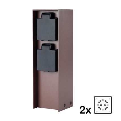 Brilagi - Zewnętrzny słupek z gniazdami PILLAR 2Z SCHUKO 230V IP44 brązowy