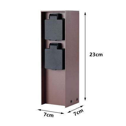 Brilagi - Zewnętrzny słupek z gniazdami PILLAR 2Z SCHUKO 230V IP44 brązowy