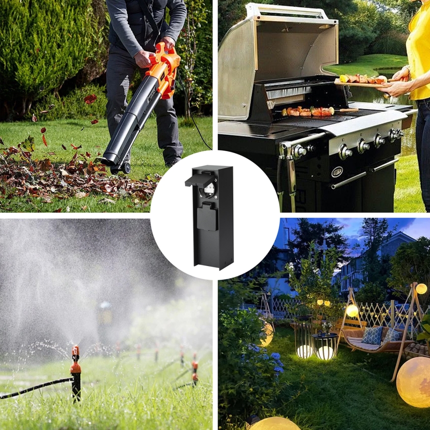Brilagi - Zewnętrzny słupek zasilający PILLAR 2Z SCHUKO 230V IP44 czarny