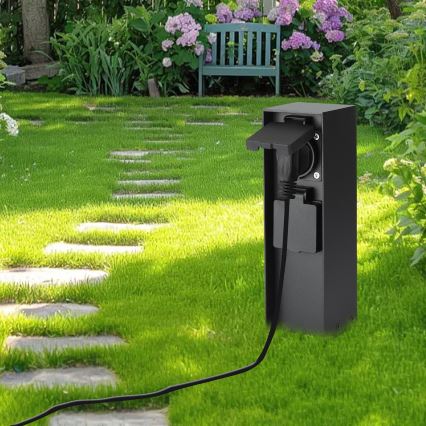 Brilagi - Zewnętrzny słupek zasilający PILLAR 2Z SCHUKO 230V IP44 czarny