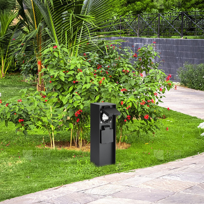 Brilagi - Zewnętrzny słupek zasilający PILLAR 2Z SCHUKO 230V IP44 czarny