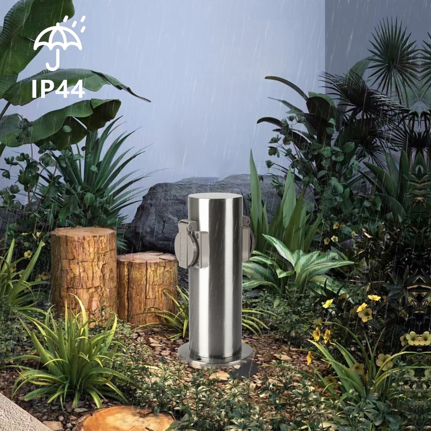 Brilagi - Zewnętrzny słupek zasilający PILLAR 2Z SCHUKO 230V IP44 matowy chrom