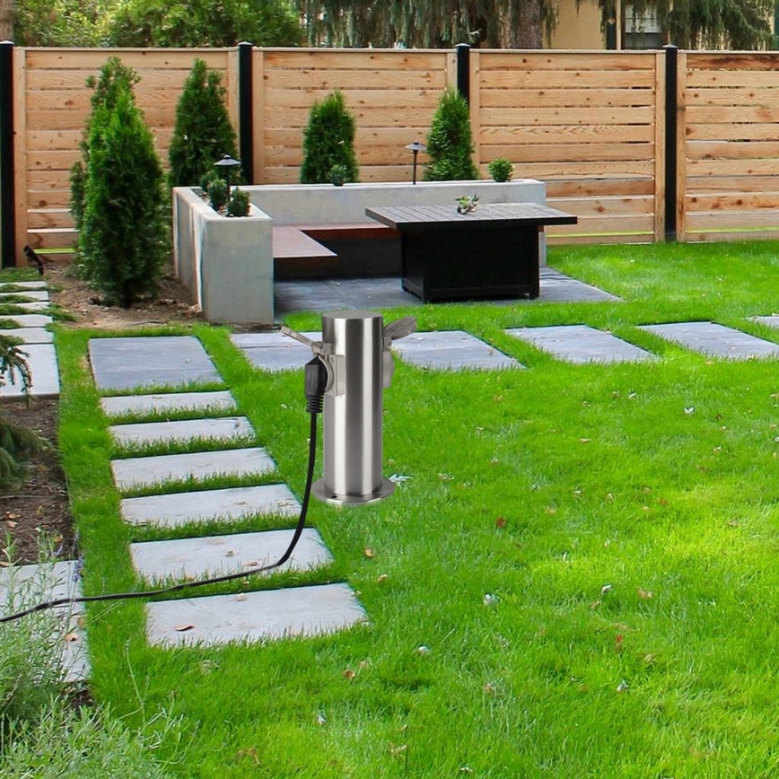 Brilagi - Zewnętrzny słupek zasilający PILLAR 2Z SCHUKO 230V IP44 matowy chrom