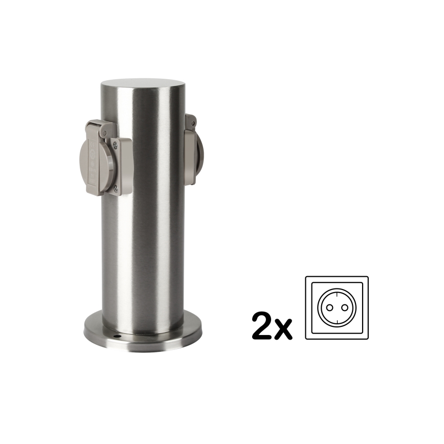 Brilagi - Zewnętrzny słupek zasilający PILLAR 2Z SCHUKO 230V IP44 matowy chrom