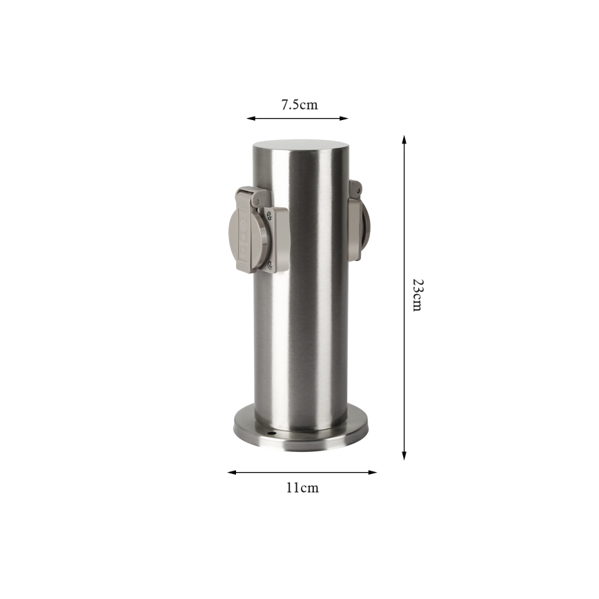 Brilagi - Zewnętrzny słupek zasilający PILLAR 2Z SCHUKO 230V IP44 matowy chrom