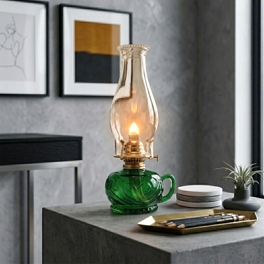 BRILAGI - Zielona lampa naftowa MERLIN