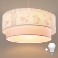 Brilagi - Żyrandol dziecięcy LED na przewodzie BOBO 1xE27/60W/230V Ø 40 cm kremowy/różowy/króliczki