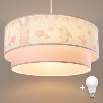 Brilagi - Żyrandol dziecięcy LED na przewodzie BOBO 1xE27/60W/230V Ø 40 cm kremowy/różowy/króliczki