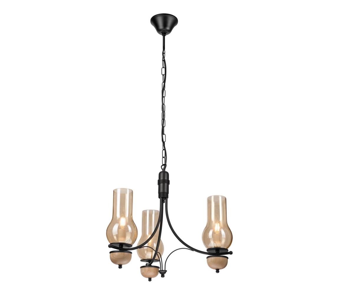 Brilagi - Żyrandol LED na łańcuchu COTTAGE 3xE14/40W/230V dąb/czarny/przydymiony beż