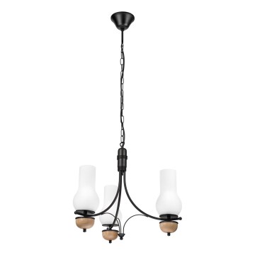 Brilagi - Żyrandol LED na łańcuchu COTTAGE 3xE14/40W/230V dąb/czarny/biały