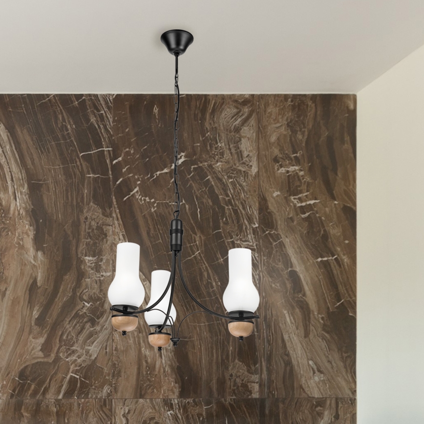 Brilagi - Żyrandol LED na łańcuchu COTTAGE 3xE14/40W/230V dąb/czarny/biały