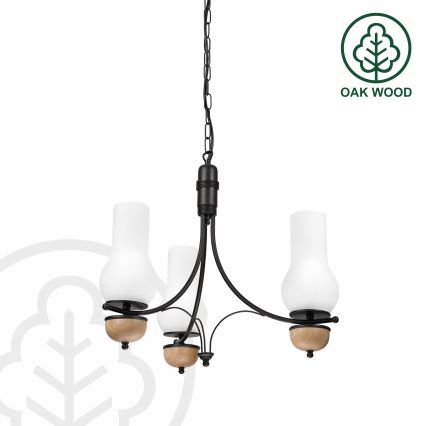 Brilagi - Żyrandol LED na łańcuchu COTTAGE 3xE14/40W/230V dąb/czarny/biały