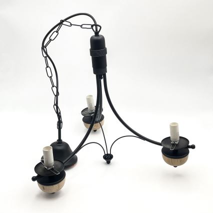 Brilagi - Żyrandol LED na łańcuchu COTTAGE 3xE14/40W/230V dąb/czarny/biały