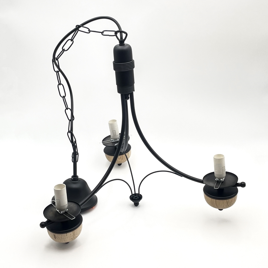 Brilagi - Żyrandol LED na łańcuchu COTTAGE 3xE14/40W/230V dąb/czarny/przydymiony beż