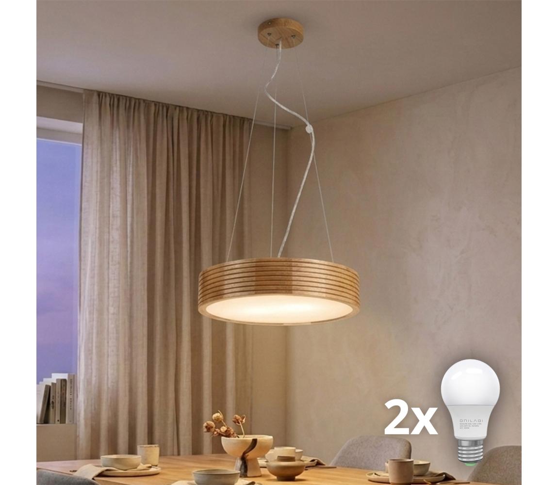 Brilagi - Żyrandol LED na lince CARVALHO MODERN 2xE27/60W/230V dąb śr. 37,5 cm