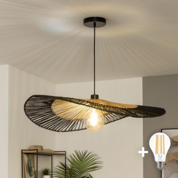 Brilagi - Żyrandol LED na lince CERIA BOHO 1xE27/40W/230V śr. 50 cm czarny/brązowy