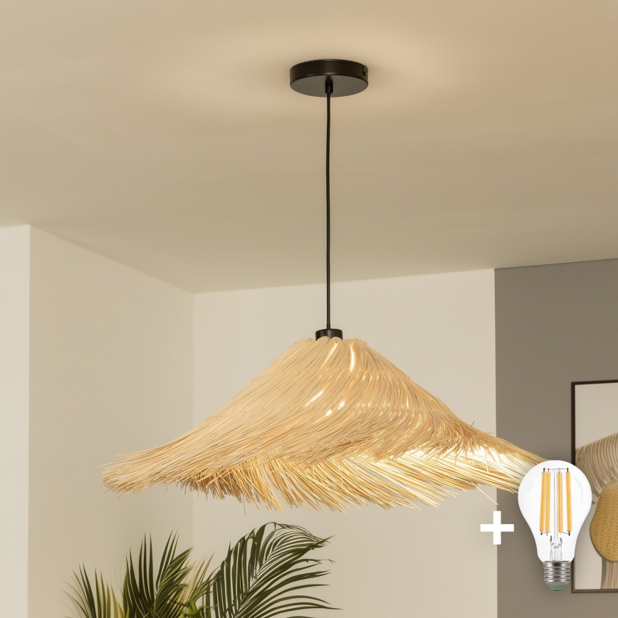 Brilagi - Żyrandol LED na lince CERIA BOHO 1xE27/40W/230V śr. 70 cm rattan