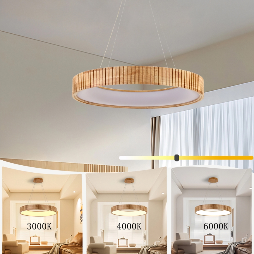 Brilagi - LED żyrandol na linkach FALCON WOOD MODERN LED/40W/230V 3000/4000/6000K śr. 60 cm drewno