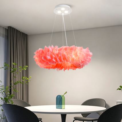 BRILAGI - Żyrandol LED na lince FEATHER 3xE27/40W/230V + 3xLED/3W śr. 50 cm różowy