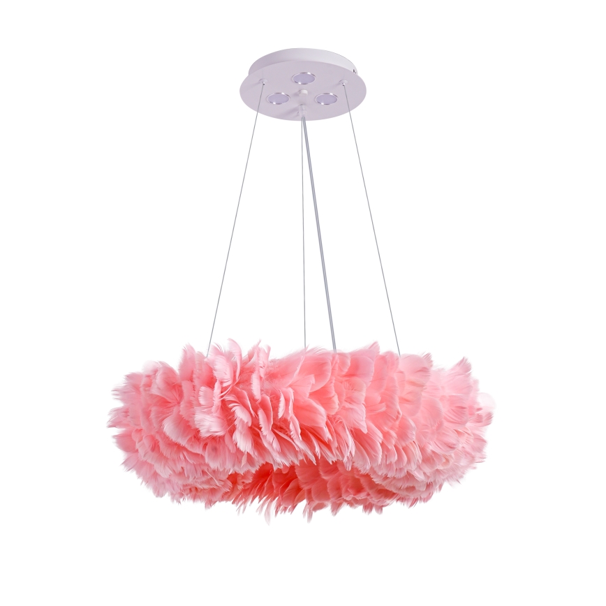 Brilagi - Żyrandol LED na lince FEATHER 3xE27/40W/230V + 3xLED/3W śr. 50 cm różowy