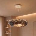 Brilagi - Żyrandol LED na lince FEATHER 3xE27/40W/230V + 3xLED/3W Ø 50 cm szary