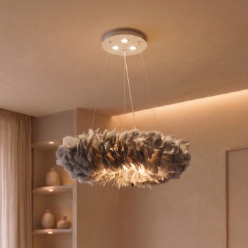 Brilagi - Żyrandol LED na lince FEATHER 3xE27/40W/230V + 3xLED/3W Ø 50 cm szary