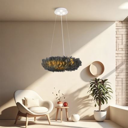 BRILAGI - Żyrandol LED na lince FEATHER 3xE27/40W/230V + 3xLED/3W Ø 50 cm szary