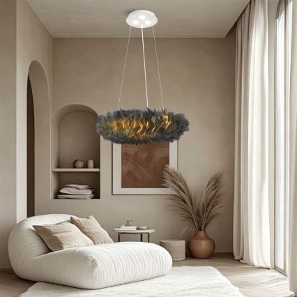 BRILAGI - Żyrandol LED na lince FEATHER 3xE27/40W/230V + 3xLED/3W Ø 50 cm szary
