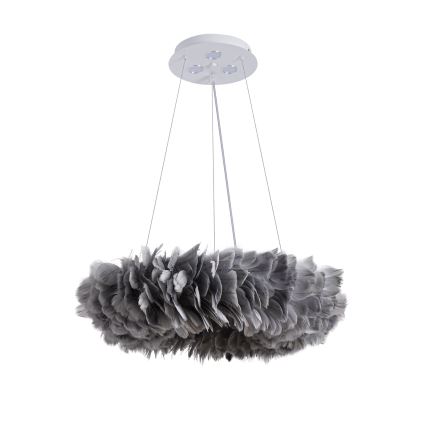 Brilagi - Żyrandol LED na lince FEATHER 3xE27/40W/230V + 3xLED/3W Ø 50 cm szary