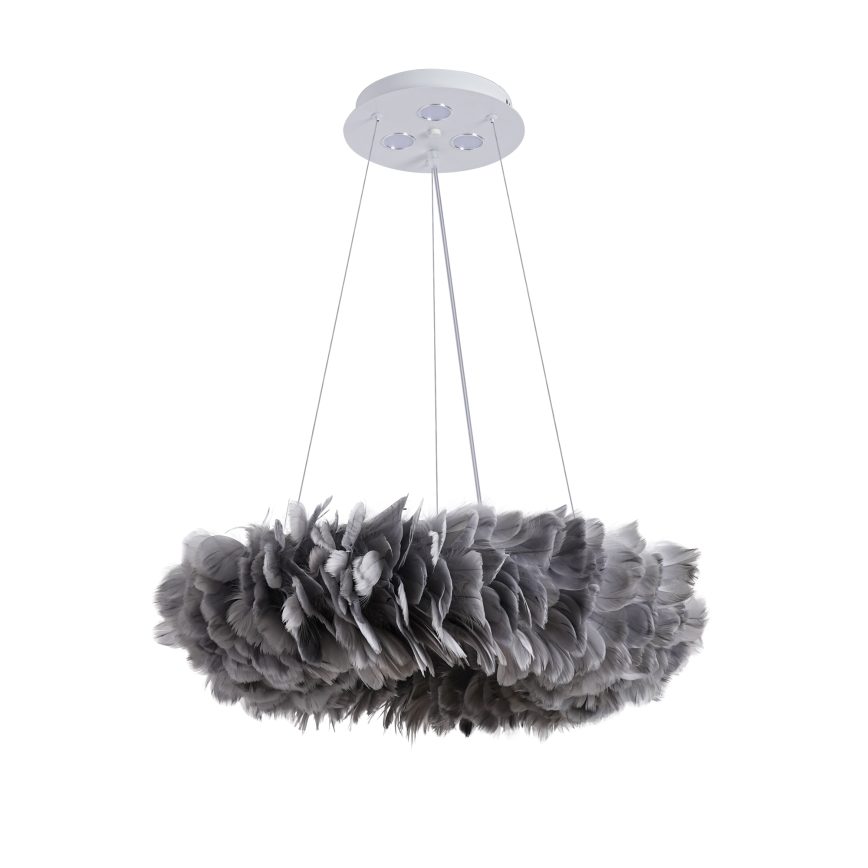 Brilagi - Żyrandol LED na lince FEATHER 3xE27/40W/230V + 3xLED/3W Ø 50 cm szary