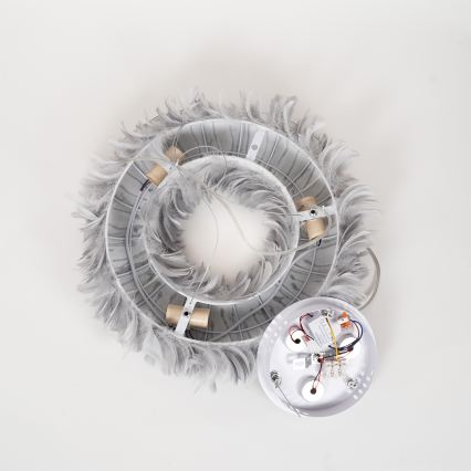 BRILAGI - Żyrandol LED na lince FEATHER 3xE27/40W/230V + 3xLED/3W Ø 50 cm szary
