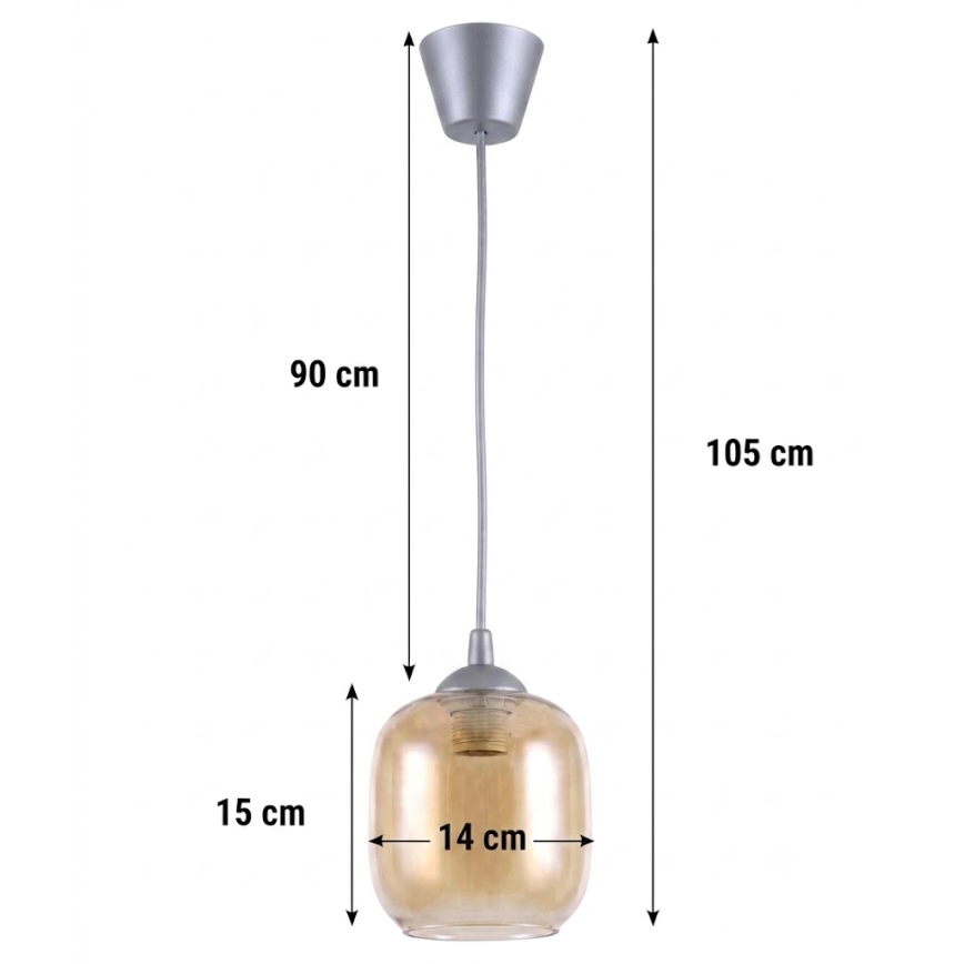 Brilagi - LED lampa wisząca na przewodzie RETRO GLASS 1xE27/60W/230V śr. 14 cm srebrna/dymno-brązowa