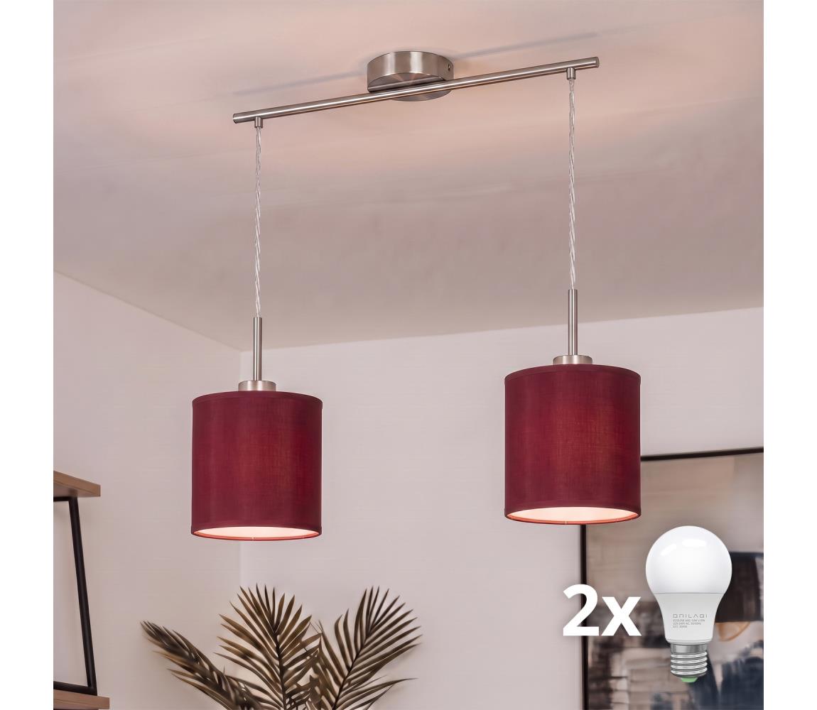 Brilagi - Żyrandol LED na lince NUBILA 2xE27/60W/230V pompejańska czerwień