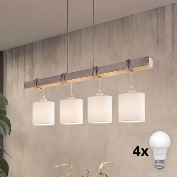 Brilagi - Żyrandol LED na lince NUBILA 4xE27/60W/230V szary/biały