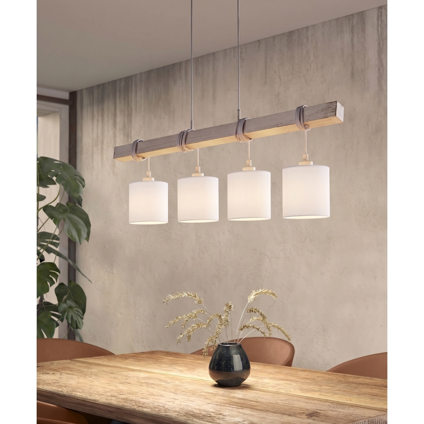 Brilagi - Żyrandol LED na lince NUBILA 4xE27/60W/230V szary/biały