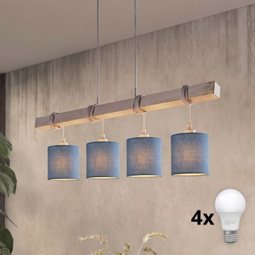 Brilagi - Żyrandol LED na lince NUBILA 4xE27/60W/230V szary/ciemnoniebieski