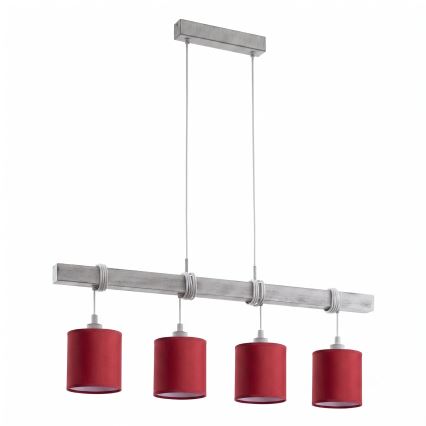 Brilagi - Żyrandol LED na lince NUBILA 4xE27/60W/230V szary/pompejańska czerwień