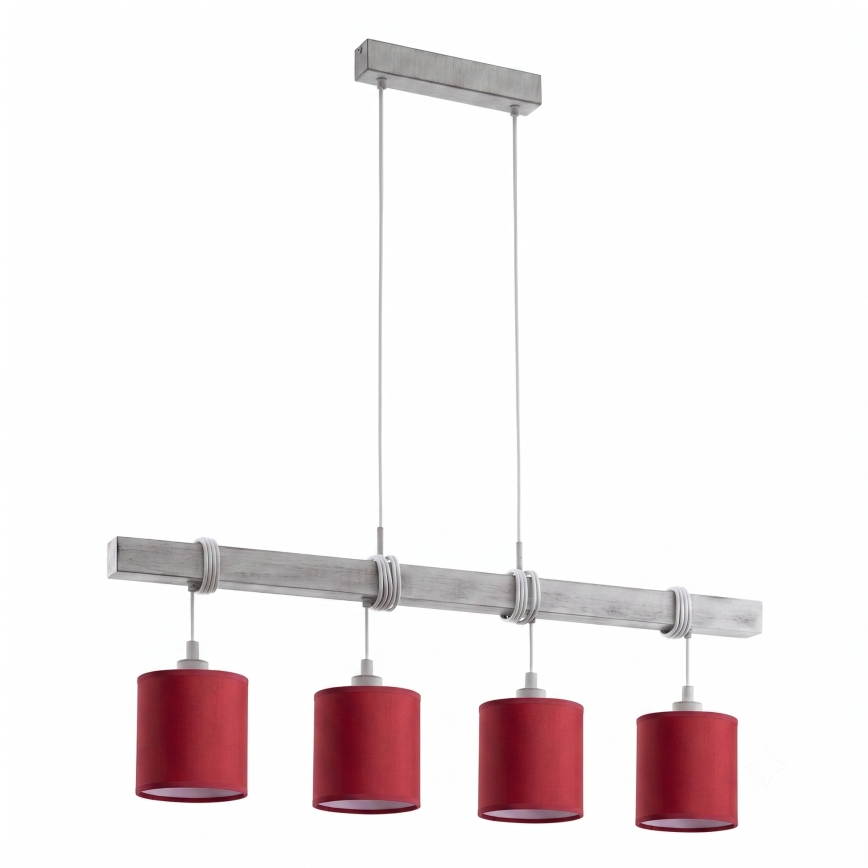 Brilagi - Żyrandol LED na lince NUBILA 4xE27/60W/230V szary/pompejańska czerwień