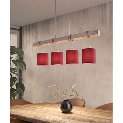 Brilagi - Żyrandol LED na lince NUBILA 4xE27/60W/230V szary/pompejańska czerwień