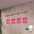 Brilagi - Żyrandol LED na lince NUBILA 4xE27/60W/230V szary/różowy