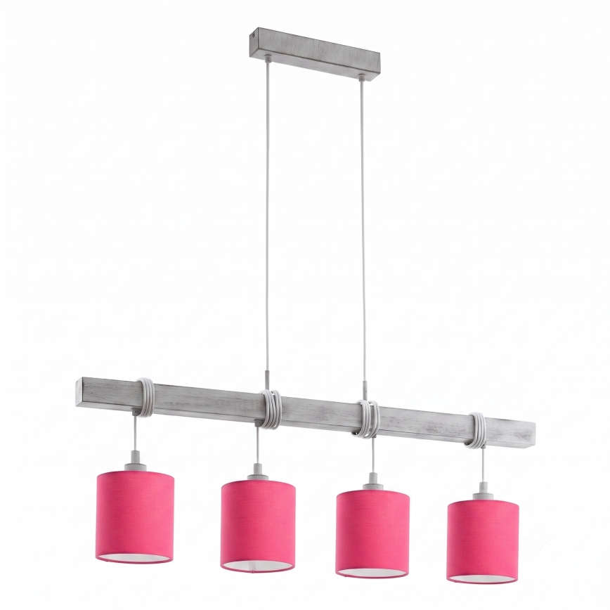 Brilagi - Żyrandol LED na lince NUBILA 4xE27/60W/230V szary/różowy