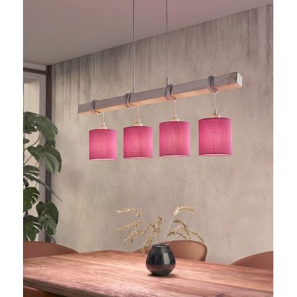 Brilagi - Żyrandol LED na lince NUBILA 4xE27/60W/230V szary/różowy