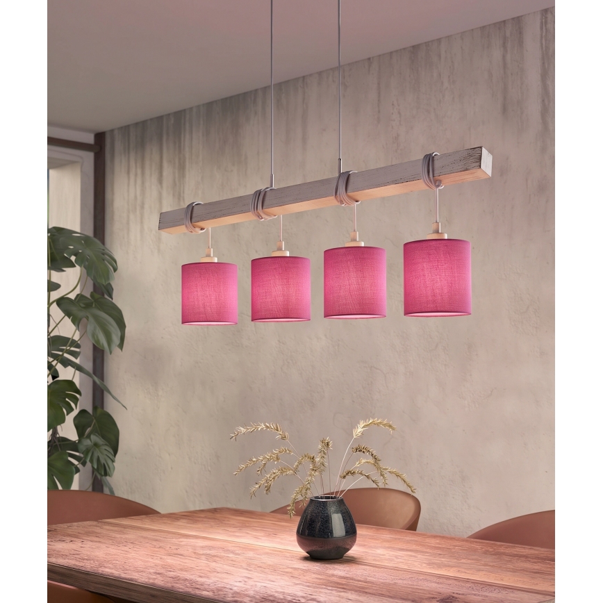 Brilagi - Żyrandol LED na lince NUBILA 4xE27/60W/230V szary/różowy