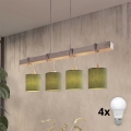 Brilagi - Żyrandol LED na lince NUBILA 4xE27/60W/230V szary/zielony
