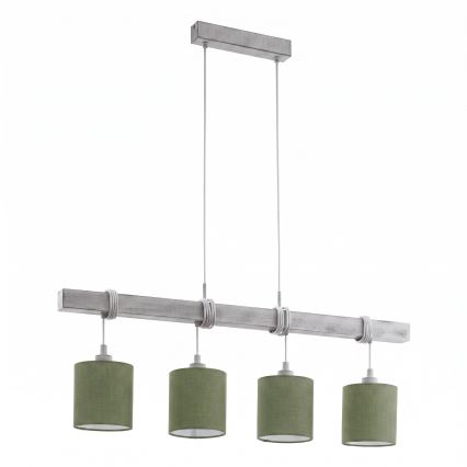 Brilagi - Żyrandol LED na lince NUBILA 4xE27/60W/230V szary/zielony
